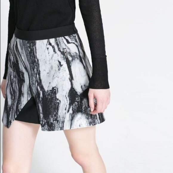 ZARA Basic Marble Print Mini Skirt Size Extra Small - Picture 1 of 6